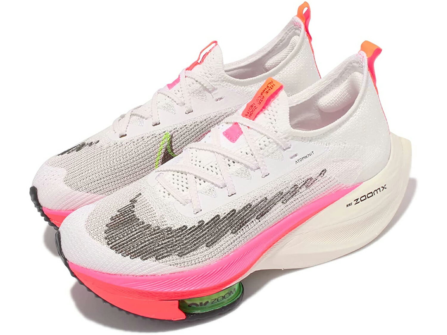 NIKE WMNS AIR ZOOM ALPHAFLY NEXT FKナイキ ウィメンズ エア ズーム アルファフライ ネクスト フライニット 白黒ピンク WHITE/BLACK-MUTI 21-08-0174