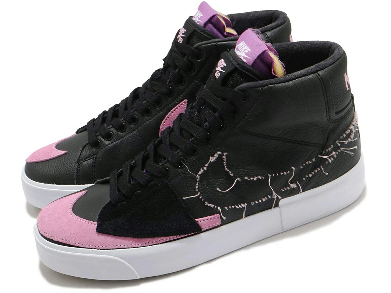 NIKE SB ZOOM BLAZER MID EDGE Lナイキ SB ズーム ブレザ ミッド エッジ L メンズ スケートボード シューズBLACK/PINK RISE-WHITE 21-05-0247 70