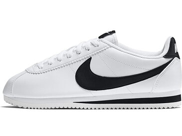 NIKE WMNS CLASSIC CORTEZ LEATHERナイキ ウィメンズ クラシック コルテッツ レザーWHITE/WHITE/BLACK 白白黒19-1-321