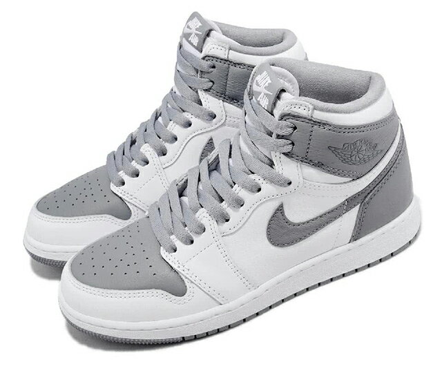 NIKE AIR JORDAN 1 RETRO HIGH OG GSナイキ エアジョーダン 1 レトロ ハイ OG GS 灰白 GREY WHITE 22-10-S#100