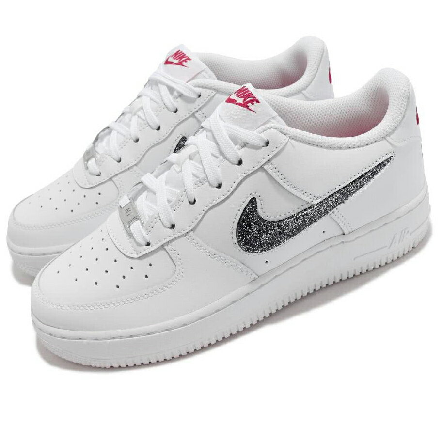Rakuten - NIKE AIR FORCE 1 LV8 1 GSナイキ エア フォース 1 LV8 GS白銀赤 White Metallic Silver 26-02 #70