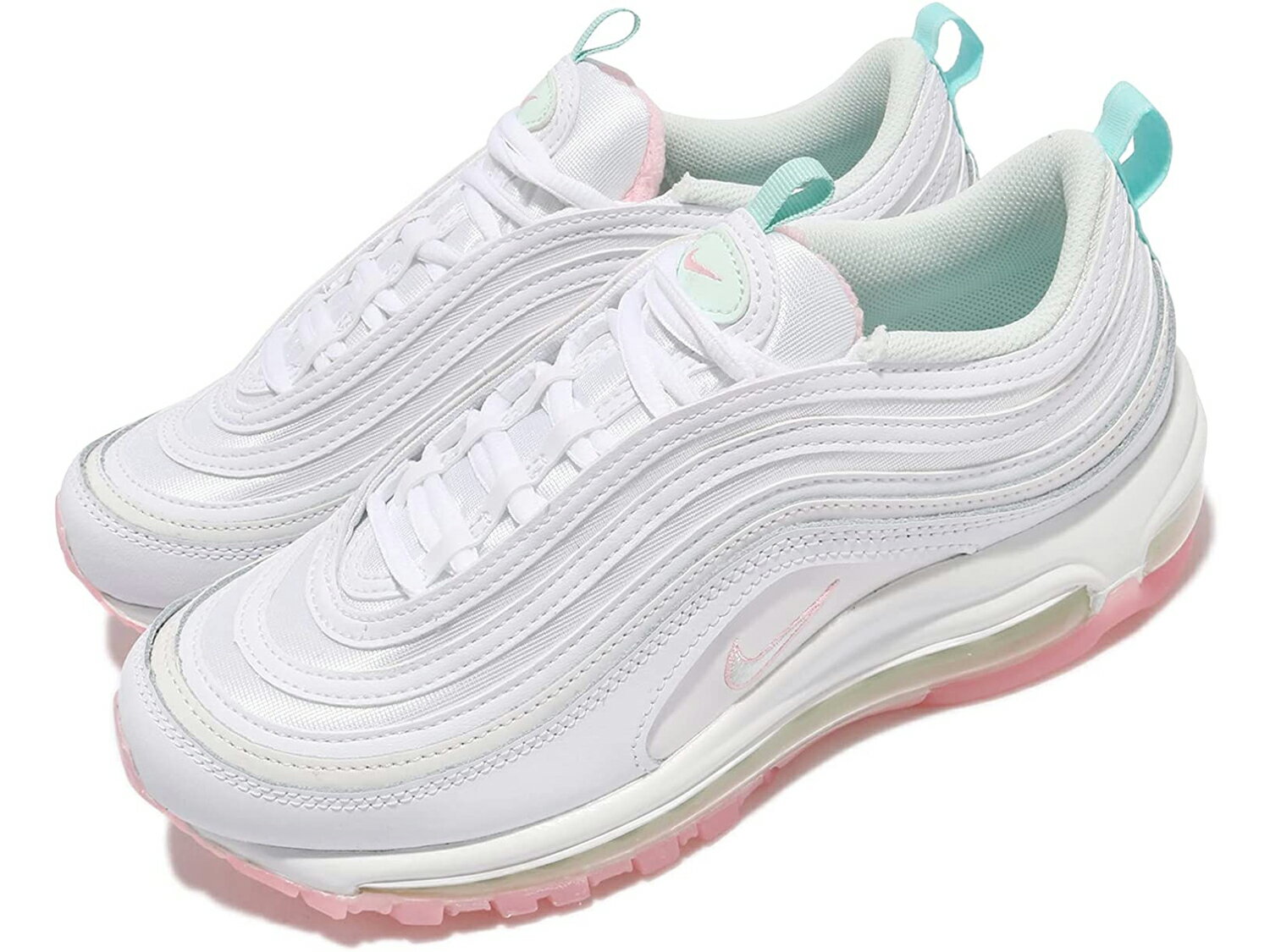 NIKE WMNS AIR MAX 97ナイキ ウィメンズ エア マックス 97 レディース カジュアル シューズ白ピンク緑 WHITE/BARELY GREEN 21-08-0156#80