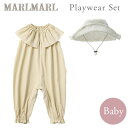 マールマール プレイウェア セット / アイボリー for babyポフ アイボリー 80cm + ブリム ホワイト 48cm【マールマール プレイウェア 80】【マールマール 帽子】【プレイウェア 砂場】【砂場着 おしゃれ】【ベビー服 女の子】【ベビー 帽子】【即納】