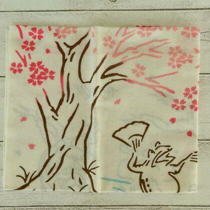 手ぬぐい【お花見の宴】【注染】【かまわぬ】春柄てぬぐい 春　鳥獣戯画柄　桜　お...
