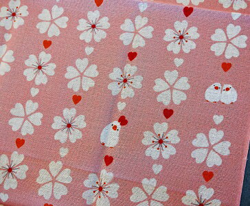 【手ぬぐい さくら文鳥】【捺染】【濱文様】春柄てぬぐい鳥柄　ブンチョウ　かわいい　桜