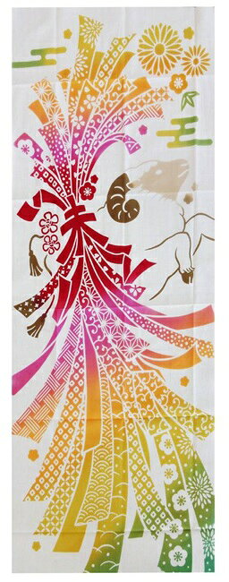 素材 綿100％ サイズ 35×90cm 注意 商品画像は実際のものと多少色味が異なる場合があります。 予めご了承くださいませ。 てぬぐいの上下の「端」は昔ながらの「切りっぱなし」となっております。 使い始めはほつれてきますが、ほつれてきた部分を ハサミなどでカットしてご使用下さい。 2〜3cmほどでほつれが止まりフリンジ状となります。 製造元 宮本株式会社（JIKAN STYLE）— 絵てぬぐい　大吉羊 — 伝統的な注染によって染め上げました裏表のない仕上がりと、独特の風合いが人気です 大吉羊とは大吉祥を意味する縁起の良い言葉。束ね熨斗を背負った羊が幸運をお届けします。