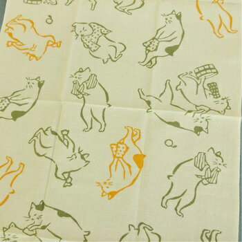 手ぬぐい【猫の湯　きんもくせい】 【注染】【かまわぬ】秋柄てぬぐい　猫柄てぬぐいお風呂　ねこ(3)