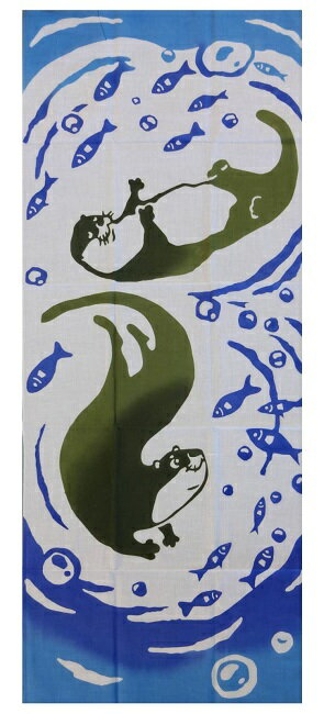 【手ぬぐい カワウソ遊泳】【注染】【和布華】通年柄てぬぐい　カワウソ柄海のいきもの【プレーリード..