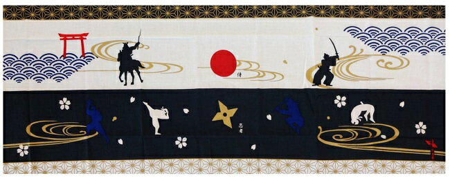 【絵手ぬぐい 侍 忍者はちまき】【捺染】【濱文様】通年柄てぬぐい　侍　武士　忍者日本柄　おもしろてぬぐい