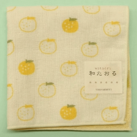 ハンカチ【ゆず】セミウォッシュ 和たおる 柚子　濱文様