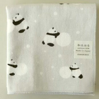 はんかち【パンダルマ】和たおる セミウォッシュタオルハンカチ冬柄　濱文様
