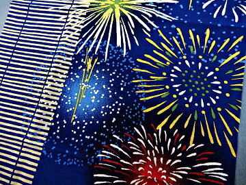 【絵手ぬぐい 夜顔に夏花火】【捺染】【濱文様】夏柄てぬぐい　ヨルガオ柄タペスト...