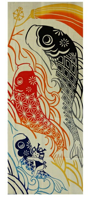 素材 綿100％ サイズ 36×90cm 注意 商品画像は実際のものと多少色味が異なる場合があります。 予めご了承くださいませ。 てぬぐいの上下の「端」は昔ながらの「切りっぱなし」となっております。 使い始めはほつれてきますが、ほつれてきた部分を ハサミなどでカットしてご使用下さい。 2〜3cmほどでほつれが止まりフリンジ状となります。 製造元 宮本株式会社（気音間-kenema-）— 絵てぬぐい　波風と鯉のぼり — 伝統的な注染によって染め上げました裏表のない仕上がりと、独特の風合いが人気です 波のような向かい風にも負けず力強く泳ぐ鯉としがみつく男の子強く逞しく元気に育ちますように