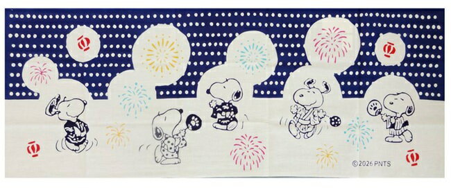 スヌーピーてぬぐい【 盆踊り 】手ぬぐい PEANUTS 【かまわぬ】【注染】夏柄手ぬぐい　横向き　タペストリー（楽天・えすみshop）