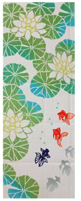 Rakuten - 【絵手ぬぐい ゆらぎ金トト】【注染】【JIKAN STYLE】梅雨柄てぬぐい　蓮の花　金魚　夏柄タペストリー