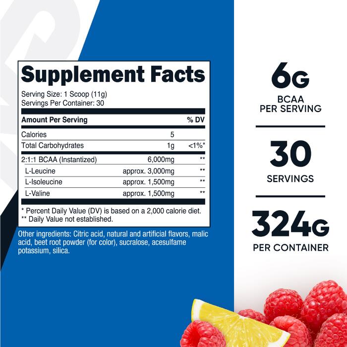 【Nutricost公式】BCAAパウダー 約30杯分 324g ラズベリーレモネード味 2:1:1 非遺...
