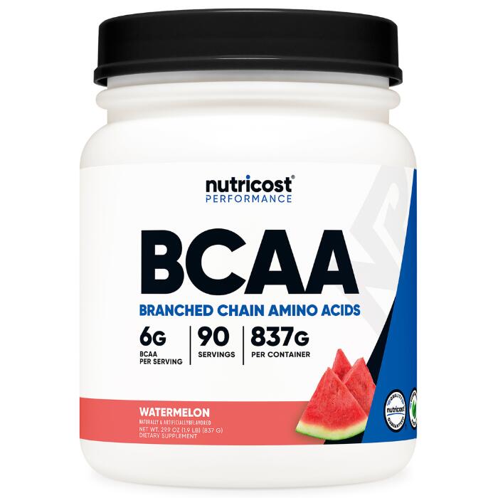 【Nutricost公式】BCAA パウダー 90食分 (スイカ味) 2:1:1、非遺伝子組み換え、グルテンフリー ヴィーガン対応 ニュートリコスト