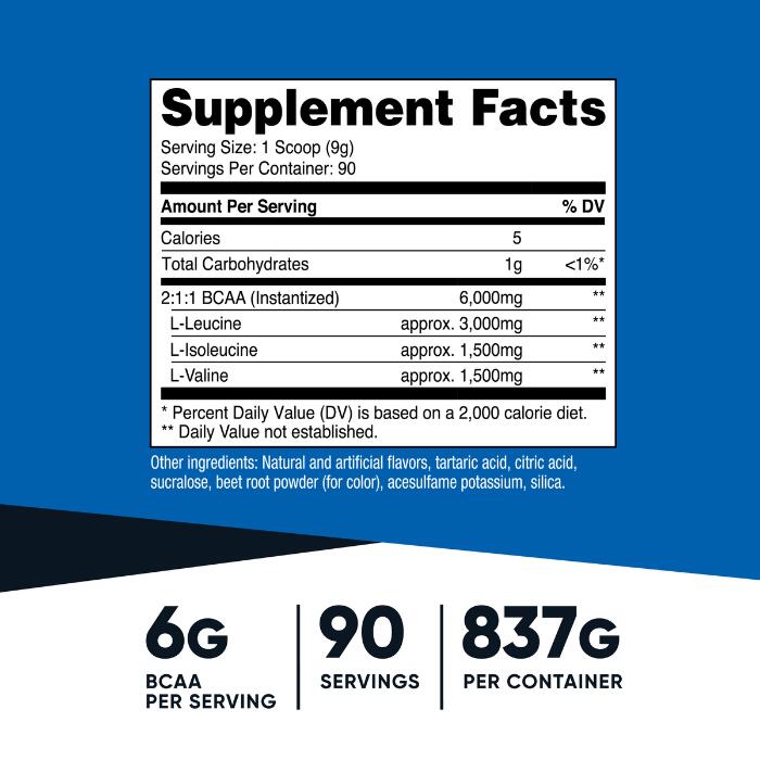【Nutricost公式】BCAA パウダー 90食分 (スイカ味) 2:1:1、非遺伝子組み換え、グ...