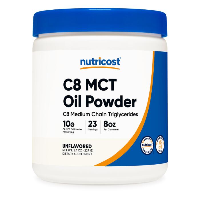 【Nutricost公式】C8 MCTオイル パウダー 228g (ノンフレーバー味) 0.5LB C8(95%) 非遺伝子組み換え グ..