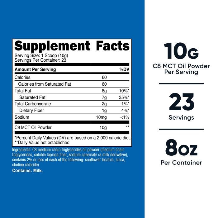 【Nutricost公式】C8 MCTオイル パウダー 228g (ノンフレーバー味) 0.5LB C8(95%) ...