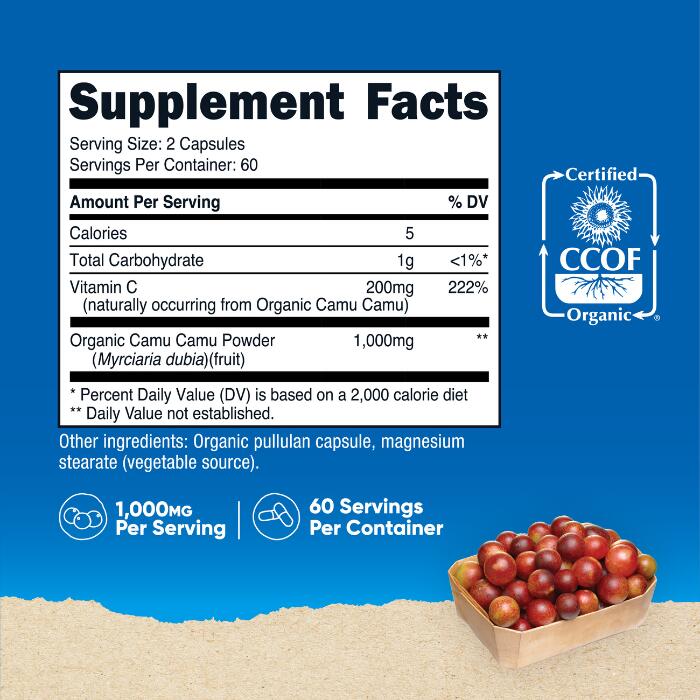 【Nutricost公式】 カムカム 120カプセル 1000mg 約60日分 非遺伝子組み換え グル...