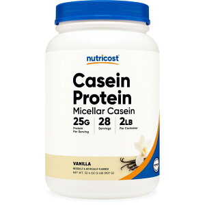 【Nutricost公式】カゼインプロテイン バニラ味 907g (2LB) - ニュートリコスト Casein Protein Powder Vanilla ミセラカゼイン プロテイン 1kg 運動サポート
