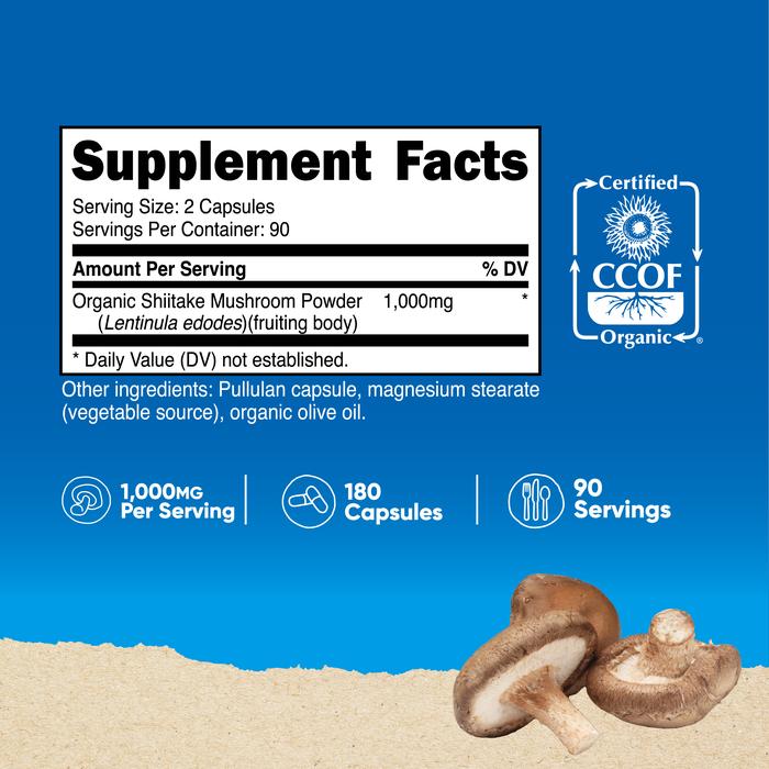 【Nutricost公式】オーガニックしいたけマッシュルームカプセルサプリ 500mg 180粒 - ニュートリコスト シイタケ 椎茸 キノコ サプリメント Shiitake mushroom βグルカン ビタミンD ミネラル ベータグルカン レンチナン カルシウムサポート 食物繊維 esupplementsjapan-10000112 esupplementsjapan サンプル画像2