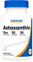 【Nutricost公式】 アスタキサンチン 12mg 30 粒 - ソフトカプセル 非遺伝子組み換え グルテンフリーニュートリコスト