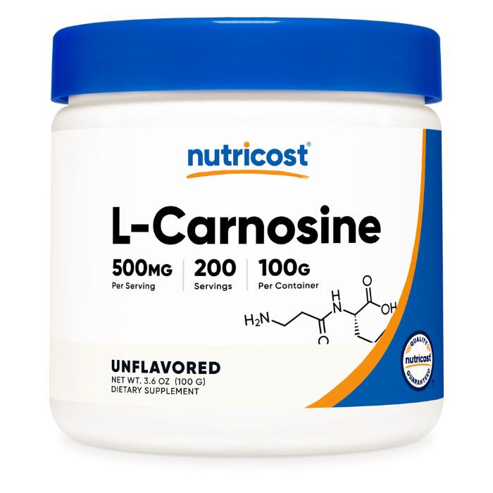 【Nutricost公式】L-カルノシンパウダー 100g（500mg 約200杯分）- 非遺伝子組み換え ニュートリコスト