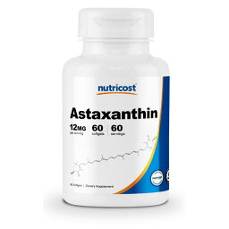 【Nutricost】 アスタキサンチン 12mg 60ソフトカプセル 非GMO グルテンフリー