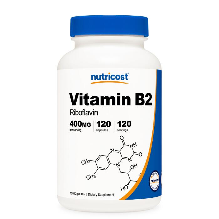 【Nutricost公式】 ビタミンB2 リボフラビン 400 mg 120粒 - ニュートリコスト カプセル 非遺伝子組み換え グルテンフリー Non-GMO Vitamin B2 Riboflavin ビタミン補給