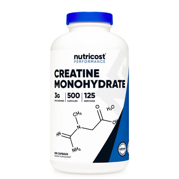  クレアチン モノハイドレート ( 一水和物 ) 500カプセル 3g 非GMO グルテンフリー Creatine Monohydrate Capsules