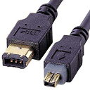 【5/1限定ポイント7倍(要エントリ)+最大1000円オフクーポン】IEEE1394ケーブル 6pin-4pin 2m ブラック KE-1346-2BK サンワ...