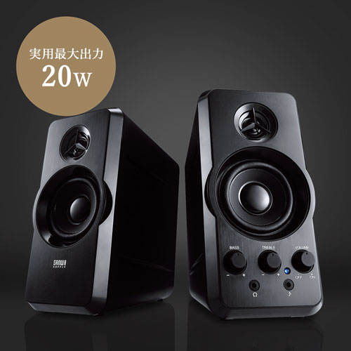 [New, but with minor defects] Multimedia Speakers, 2-channel, Maximum Output 20W, MM-SPL6BKN, Sanwa Supply. *Box has scratches and stains.