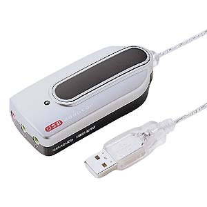 ヘッドホンやマイクをサウンドカードやドライバなしでUSBに接続できる、USBオーディオ変換アダプタ（シルバー） MM-ADUSB サンワサプライ