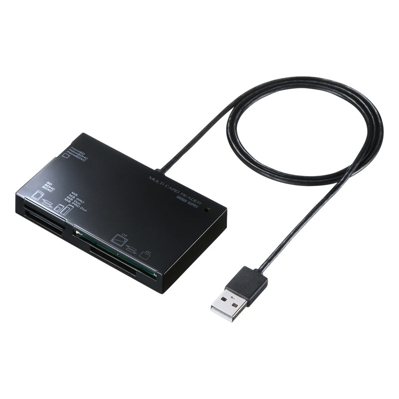 【訳あり 新品】USB2.0 カードリーダー ブラック ケーブル一体型 ADR-ML19BKN サンワサプライ ※箱にキズ、汚れあり