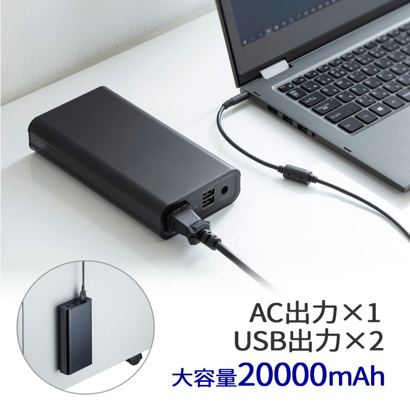 【訳あり 新品】モバイルバッテリー AC USB出力対応 マグネットタイプ PSE適合品 BTL-RDC16MG サンワサプライ ※箱にキズ、汚れあり