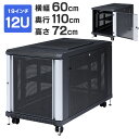 19インチラック サーバーラック 12U 幅60cm 奥行110cm 高さ72cm 扉付き 鍵付き メッシュパネル 機器収納ボックス ブラック CP-SVC12U サンワサプライ