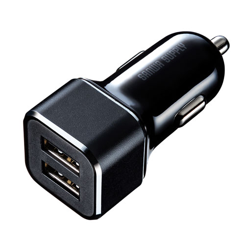 【訳あり 新品】USBカーチャージャー 2ポート 合計最大4.8A 12V/24V車対応 CAR-CHR74U サンワサプライ ※箱にキズ、汚れあり