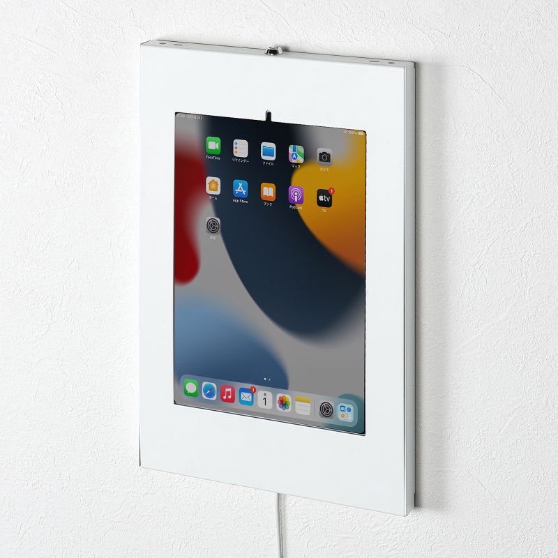 【最大2000円OFFクーポン配布中】【訳あり 新品】iPad用スチール製ケース VESA75×75mm対応 ホワイト CR-LAIPAD16W サンワサプライ ※箱にキズ、汚れあり