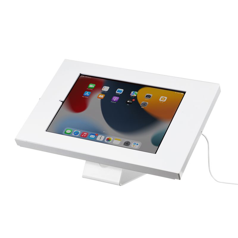 【訳あり 新品】iPad用スチール製スタンド付きケース VESA75×75mm対応 ホワイト CR-LASTIP34W サンワサプライ ※箱にキズ、汚れあり