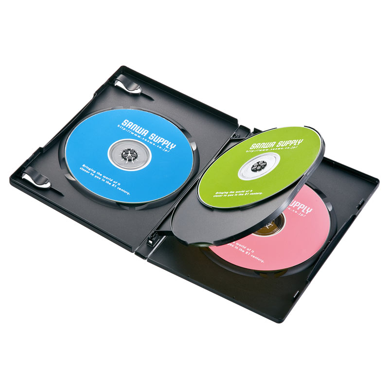 【訳あり 新品】DVDケース DVDトールケース 4枚収納 3枚セット ブラック DVD-TN4-03BKN サンワサプライ ※箱にキズ、汚れあり