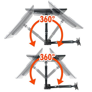モニターアーム 2画面 デュアル クランプ ガス式 上下 左右 回転 前後 VESA EEX-LA016