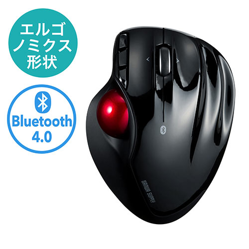 ワイヤレストラックボール Bluetooth4.0 エルゴノミクス DPI切替 レーザーセンサー 戻る 進む ブラック EZ4-MA099BK