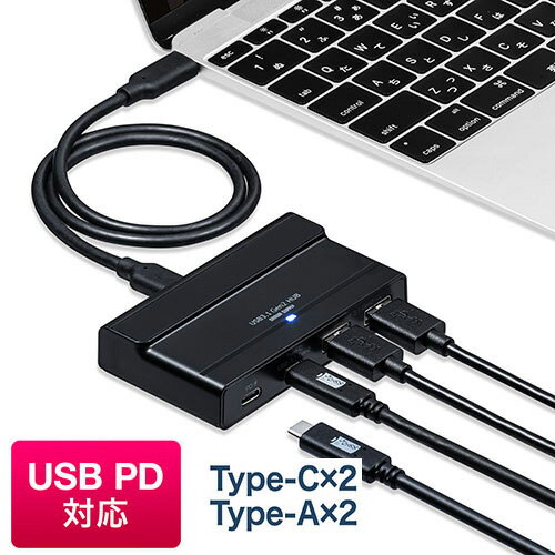 USB Type-Cnu USB3.1 Gen2/Gen1 USB3.0/2.0/1.1 USB PD 4|[g oXp[ Ztp[Ή ACA_v^t ubN Type-Cڑj^[Ήs EZ4-HUB075BK
