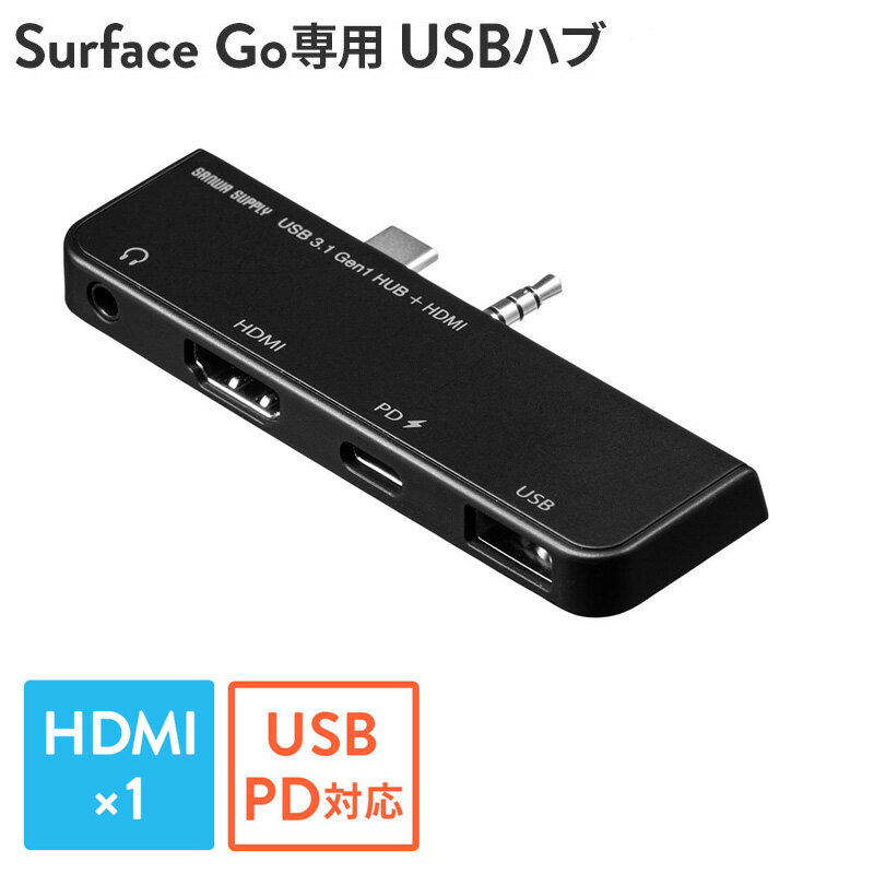 Surface Go/Go 2/Go 3p USB3.1/nu USB Type-C USB A HDMIo USB3.1 Gen1 3.5mm4Ƀ~jWbN oXp[ ubN Type-Cڑj^[Ήs EZ4-HUB073BKylR|XΉz