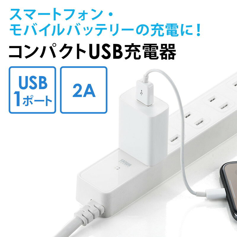USB充電器 1ポート 2A コンパクト PSE取得 iPhone/Xperia充電対応 ブラック EZ7-AC...