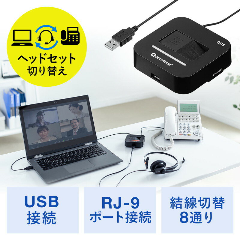 USBヘッドセット電話切替アダプタ 電話/PCヘッドセット 電話機 ビジネスホン 切替器 ハンズフリー EZ4-HSAD001