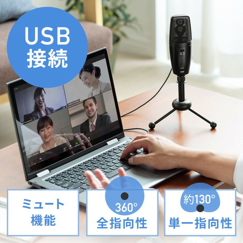 WEB会議マイク 高集音 USB接続 全指向性&単一指向性 EEA-MC001