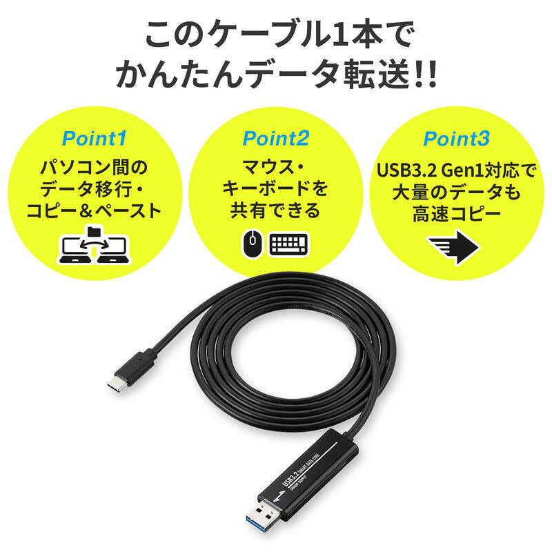 <<2個セット>> 1TB USB3.0 高速データ転送 ポータブル 楽天市場】USBリンクケーブル USB3.2 Gen1 PC間 高速データ転送 データ